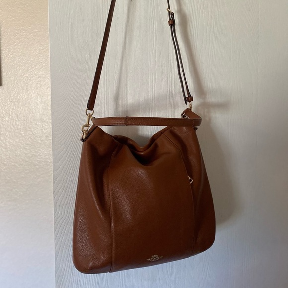 COACH- Brown Leather Shoulder Bag with crossbody strap - Picture 1 of 4